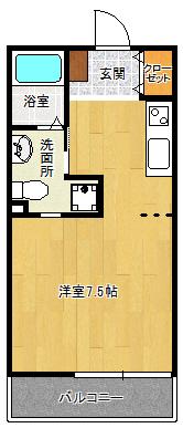 アンソレイユ(1K/3階)の間取り写真
