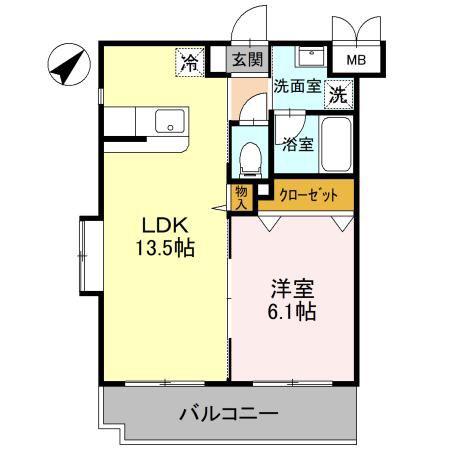 リラッサーレII(1LDK/1階)の間取り写真