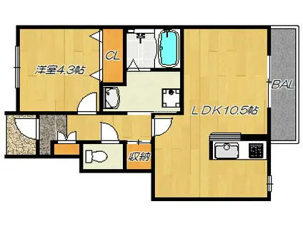 デュラ・カーサコンフォルターブル2(1LDK/1階)の間取り写真