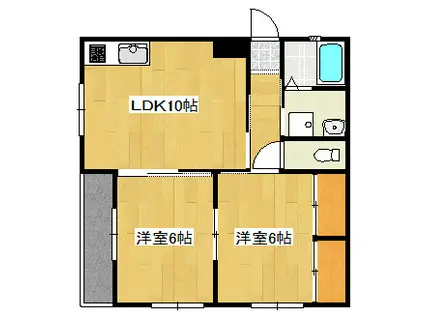 オオツカハイツII(2LDK/1階)の間取り写真