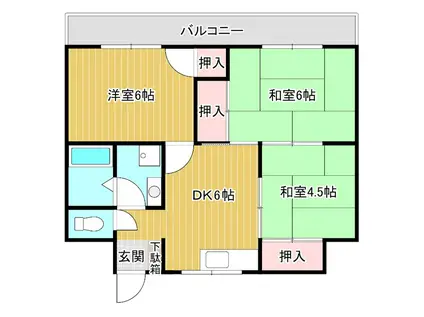 レジデンス市坪 PART1(3DK/7階)の間取り写真