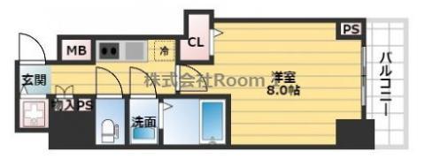 S-RESIDENCE谷町五丁目(1K/7階)の間取り写真