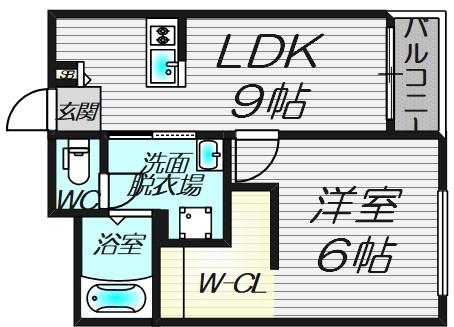 ベストレジデンス東三国(1LDK/2階)の間取り写真