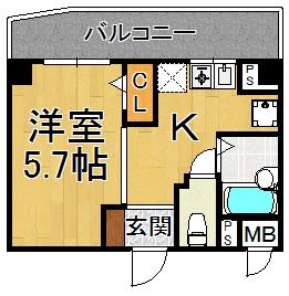 夙川ハイツAIOI(1K/1階)の間取り写真
