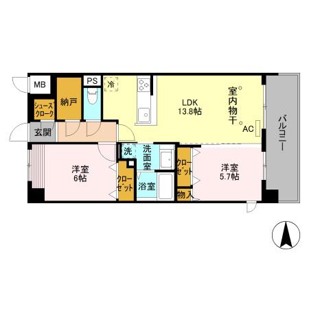 VILLA DEST OHTEB(2LDK/5階)の間取り写真