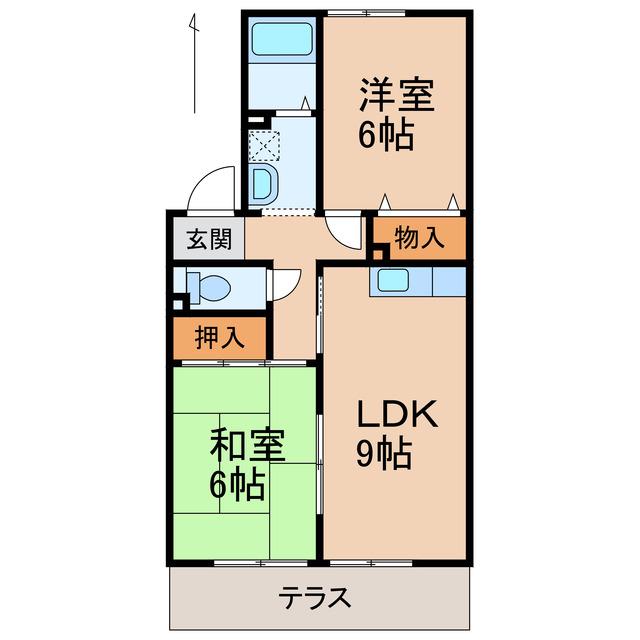 ニューあおい(2LDK/1階)の間取り写真