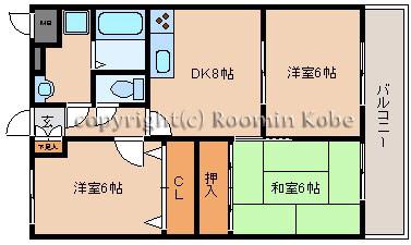 オーシャンビュー江井ヶ島(3LDK/4階)の間取り写真
