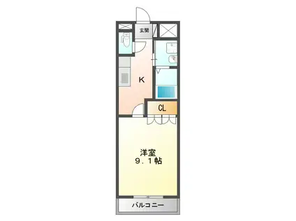 ウォッカ(1K/1階)の間取り写真