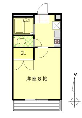 ジュネスI(1K/3階)の間取り写真