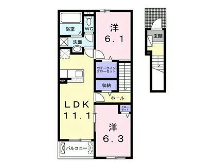 高野口町伏原アパート(2LDK/2階)の間取り写真