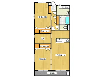 インペリアル新山口(2SLDK/5階)の間取り写真