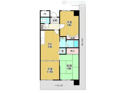 グランドヴィラ香里(3DK/3階)の間取り写真