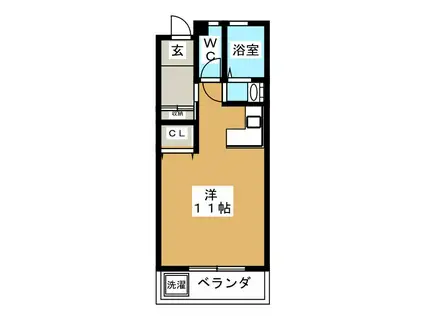 静清第2ハイツ(ワンルーム/3階)の間取り写真