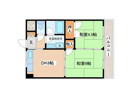 ホープレジデンス木町(2DK/2階)の間取り写真