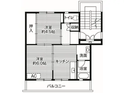 ビレッジハウス七戸(2DK/4階)の間取り写真