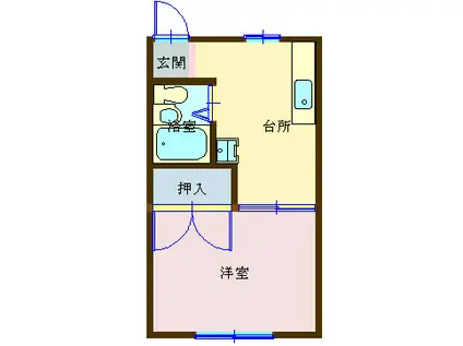 ホワイトハウス A棟(1K/2階)の間取り写真