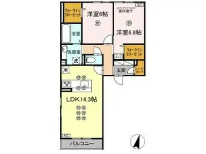 ガーデン ラピッズ(2LDK/3階)の間取り写真