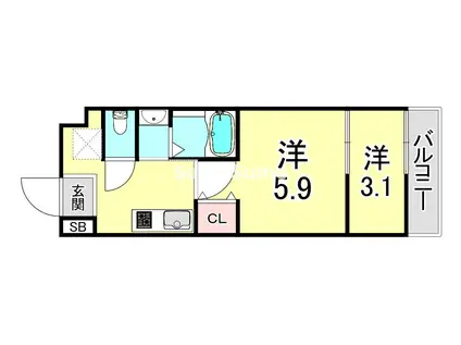 BASE青木(1DK/1階)の間取り写真