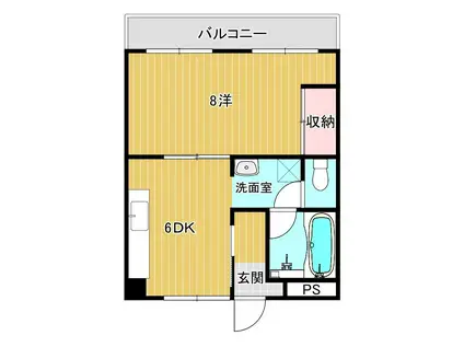 ブルーハイツ(1DK/4階)の間取り写真