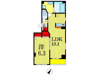 プルメリア(1LDK/5階)の間取り写真