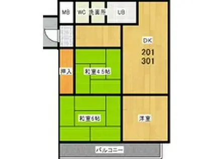 プレアール南亀井II(3DK/3階)の間取り写真