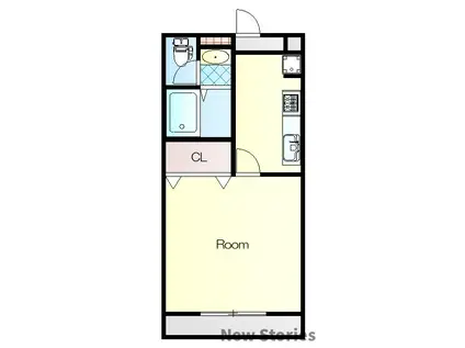 パレット(1K/2階)の間取り写真