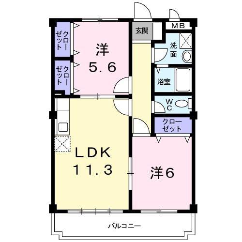 マリッチ溝渕II(2LDK/1階)の間取り写真