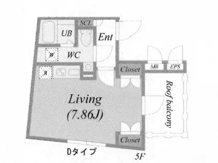 B.G.GRAND TOGOSHIGINZA(ワンルーム/5階)の間取り写真