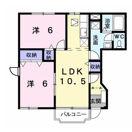 ソフィーシアA(2LDK/1階)の間取り写真