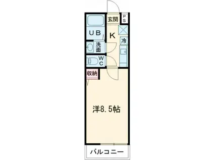 フラッティ谷口園町(1K/2階)の間取り写真