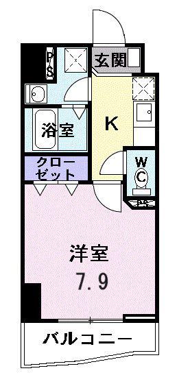 アゲート白壁(1K/7階)の間取り写真