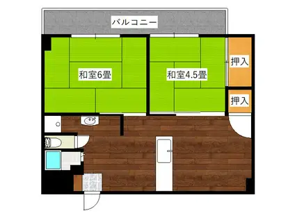 桑の木マンション(2LDK/5階)の間取り写真