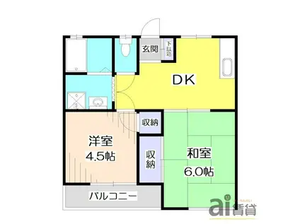 コーポジュネス(2DK/2階)の間取り写真