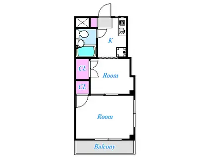 武蔵野サンハイツ東村山(2K/1階)の間取り写真