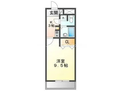 シャンテ豊橋(1K/2階)の間取り写真