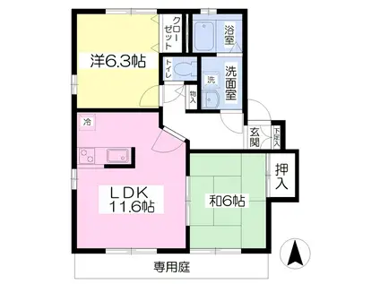 WAKABA21(2LDK/1階)の間取り写真