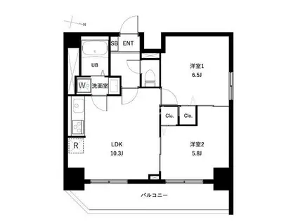 アーバンパーク扇大橋(2LDK/11階)の間取り写真
