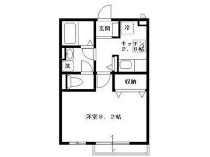 ブローニュの森(1K/1階)の間取り写真