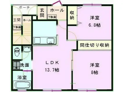 フィオーレ(2LDK/1階)の間取り写真