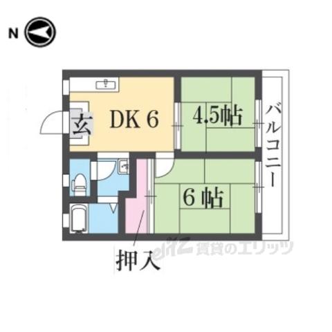 まるきハイツ大利(2DK/2階)の間取り写真