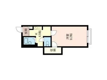 アルファンスコート(1K/2階)の間取り写真