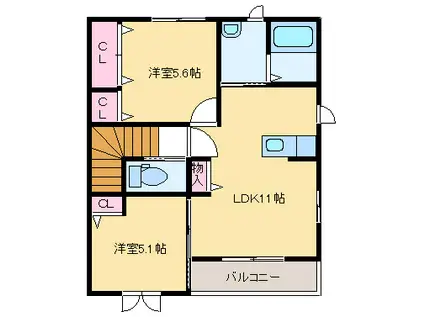 ラ・メファム エスト(2LDK/2階)の間取り写真