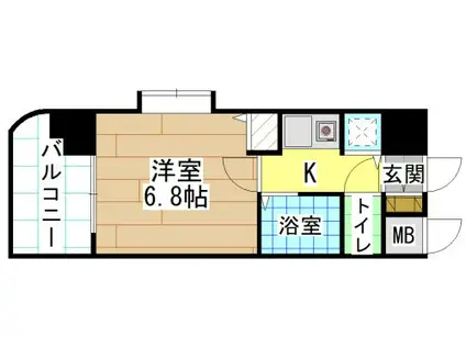 ライオンズマンション小倉駅南第3(1K/9階)の間取り写真