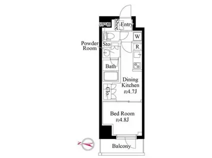 グランパセオ清澄白河II(1DK/5階)の間取り写真