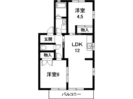 グリーンパーク(2LDK/1階)の間取り写真