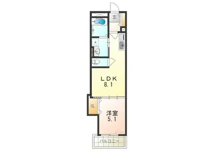 クリエオーレ鶴橋(1LDK/2階)の間取り写真