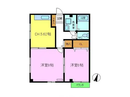 さんさん三日市(2DK/3階)の間取り写真