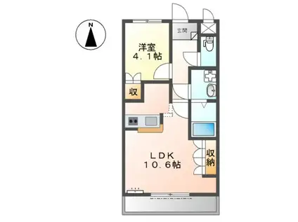 EMERAUDE(1LDK/1階)の間取り写真