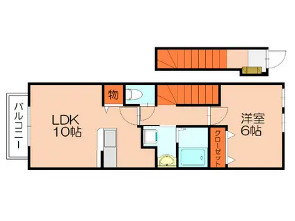 アル・デ・ジェニー(1LDK/2階)の間取り写真