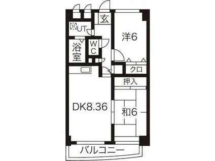 NL40°(2DK/2階)の間取り写真